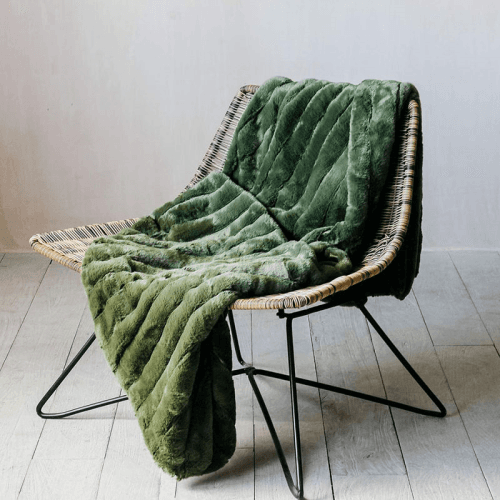 Image showing the Ribbed Throw, 170 x 160cm, Olive product.
