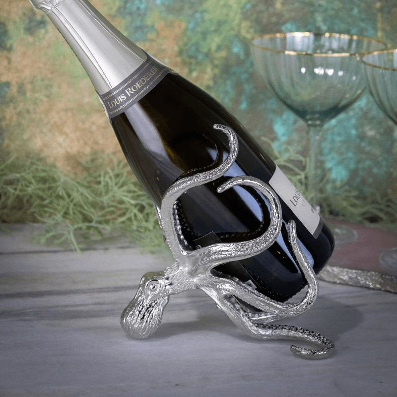 Octopus Wine Bottle Holder, L14.5 x W13 x H17cm, Silver