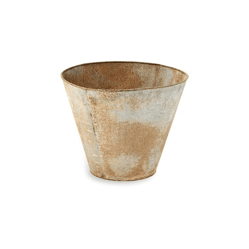 Abari Tapered Planter, H50 x W40cm, Aged Zinc/Brown