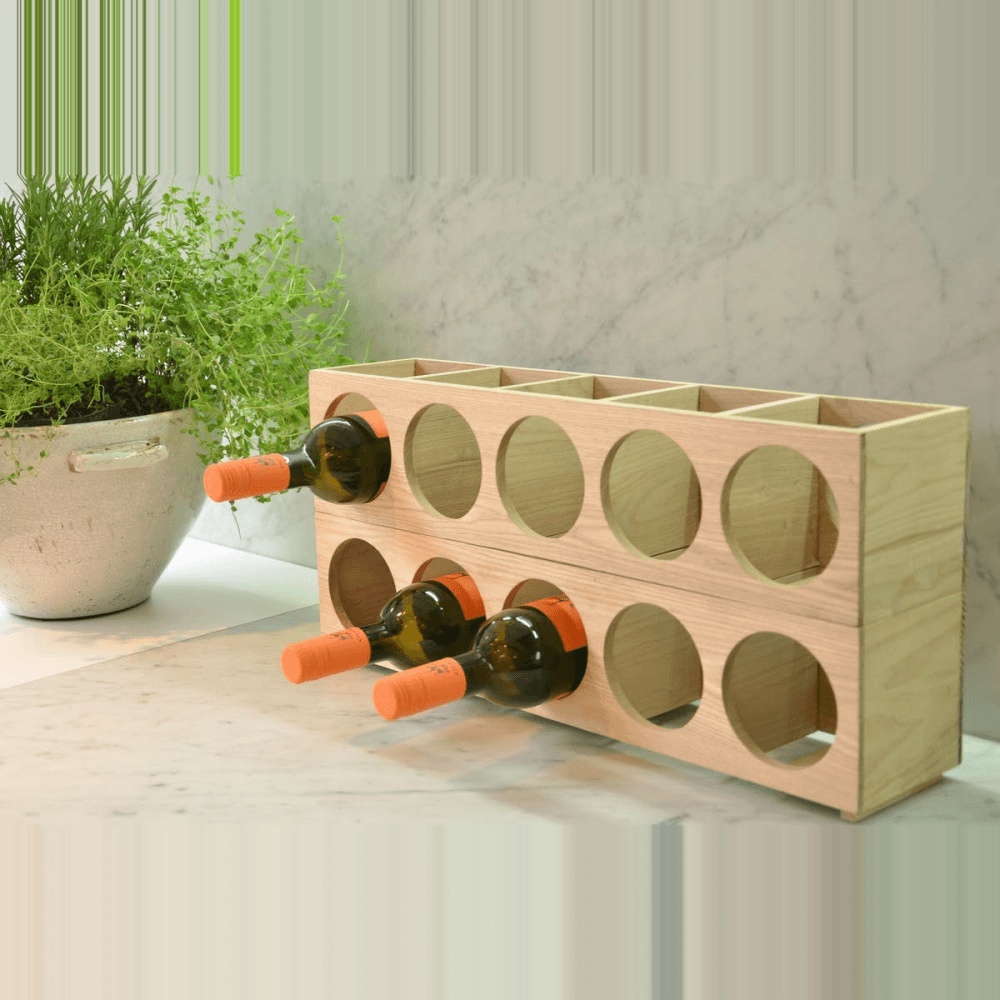 Wine O 5 Bottle Wine Rack, Oak