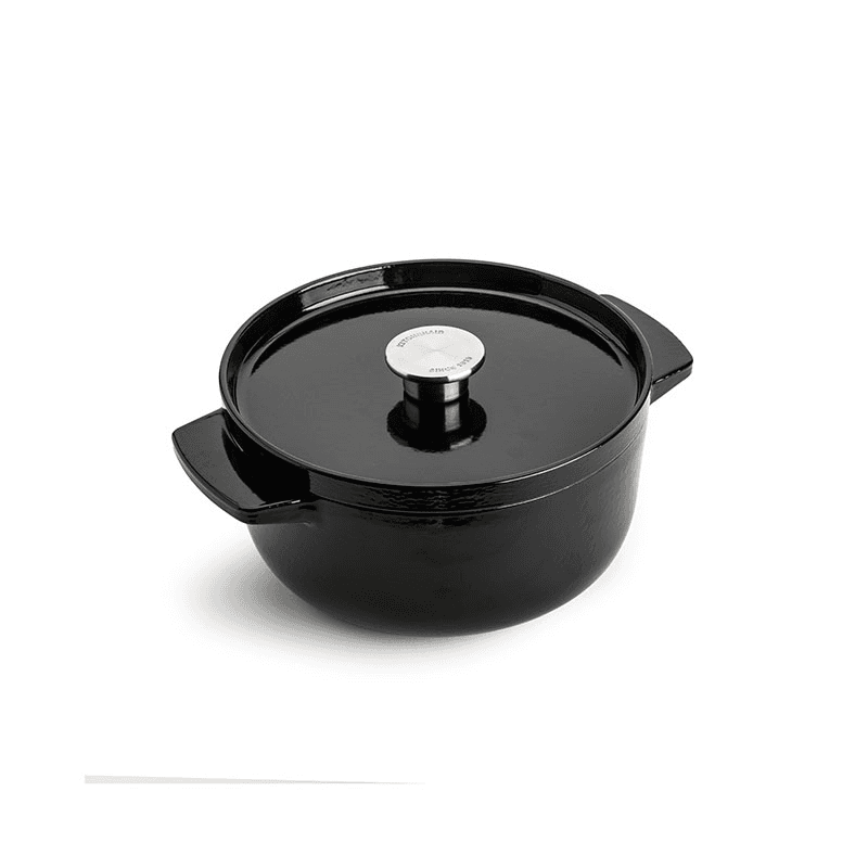 Cast Iron Non-stick Casserole Dish with Lid, 22cm, Onyx
