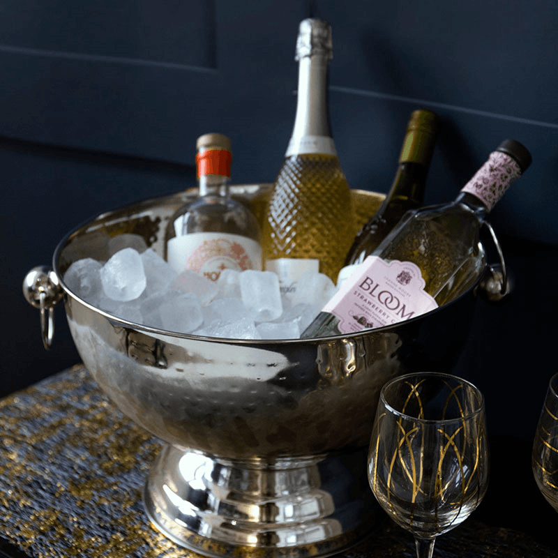 Champagne Bowl, 37 x 25cm, Hammered Stainless Steel