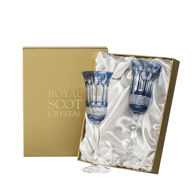 Belgravia Set of 2 Champagne Flutes, 180ml, Blue