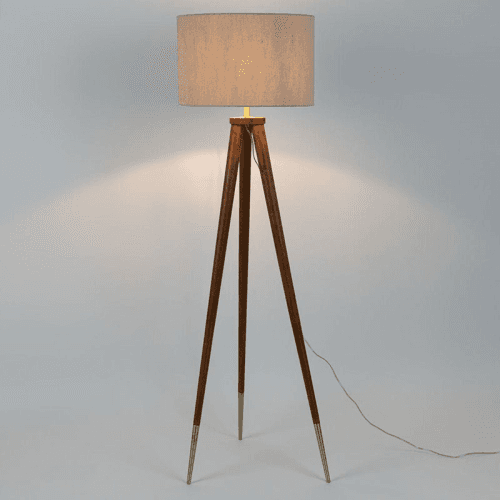 Image showing the Hawkins Tripod Floor Lamp with Shade, H154cm, Walnut product.