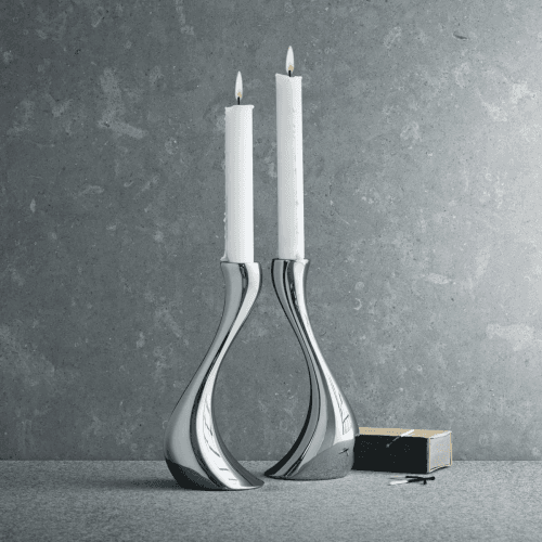 Image showing the Cobra Pair of candleholders, 20cm, Stainless Steel product.
