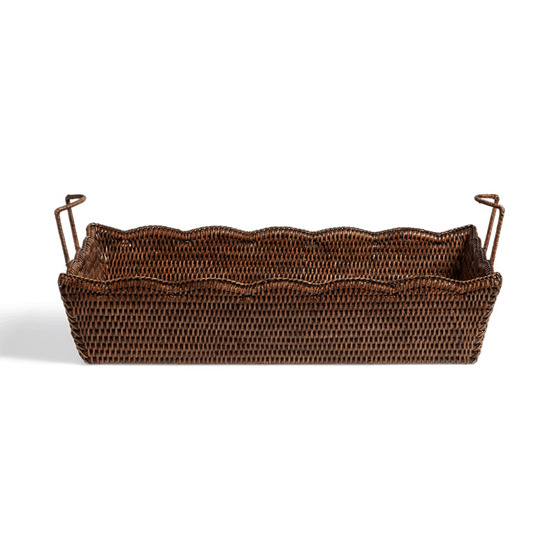 Talasa Rectangular Rattan Basket, H19cm x W58cm x D39cm, Antique Brown