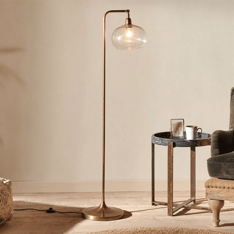 Mulia Floor Lamp, H147cm, Antique Brass