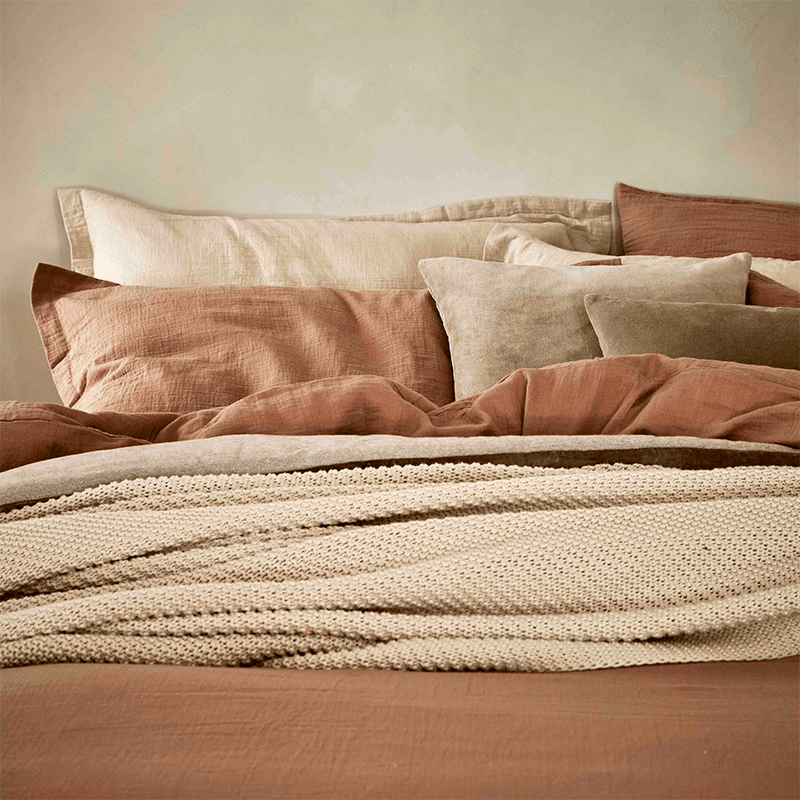 Organic Retreat Fitted Sheet, Double, Clay