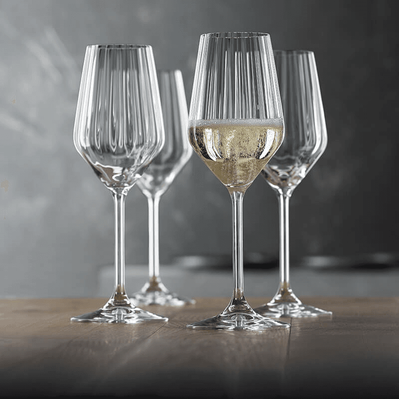 LifeStyle Set of 4 Champagne Glasses, 310ml, Clear