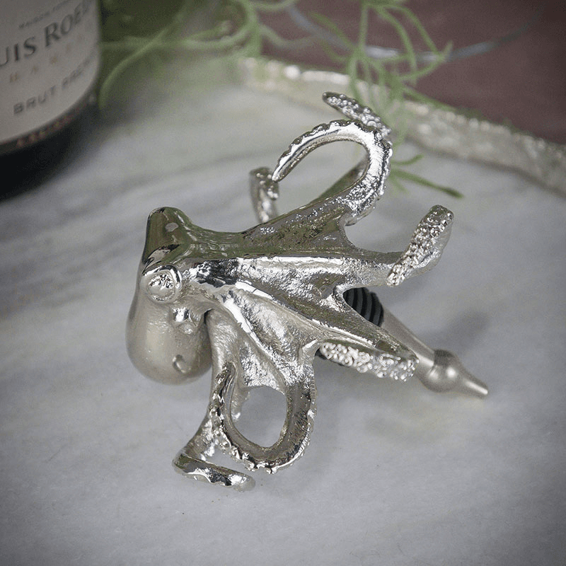 Octopus Bottle Stopper, H10cm, Nickel