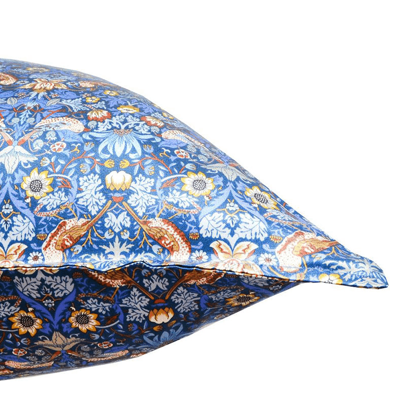 Strawberry Thief Pair of Silk Pillowcases, Single, Blue