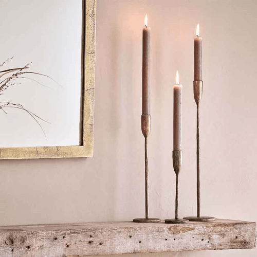 Image showing the Mbata Candlestick, Small,  H20cm, Antique Brass product.