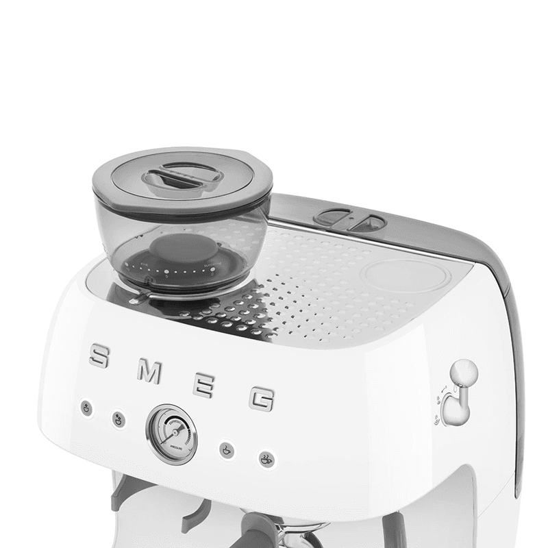 Espresso Coffee Machine with Grinder, White