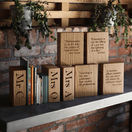Image showing the Personalised Pair of Bookends, Oak product.