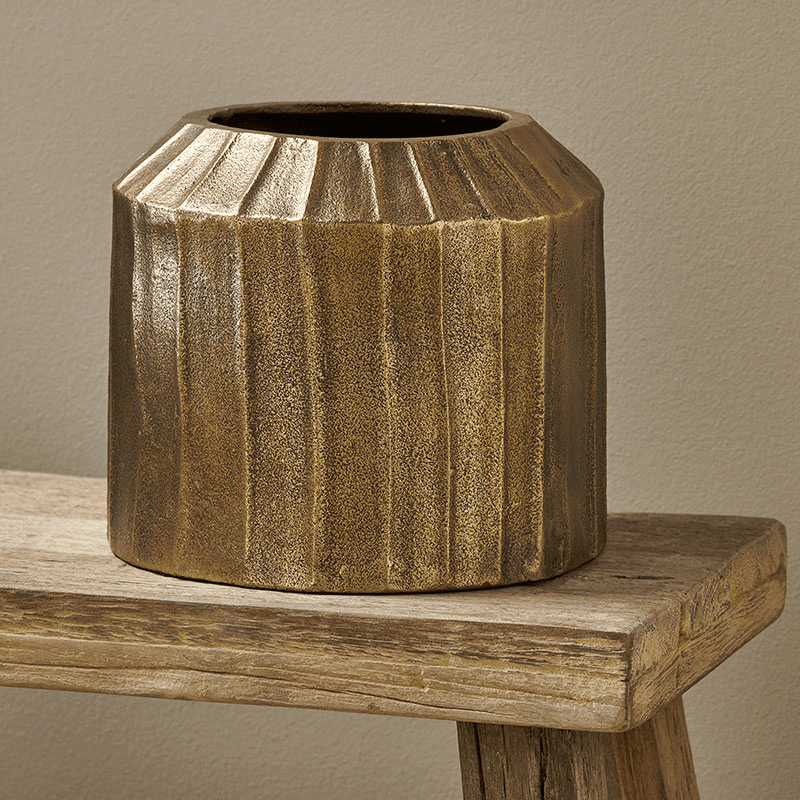 Nabara Cast Aluminium Planter, 2L, Antique Brass