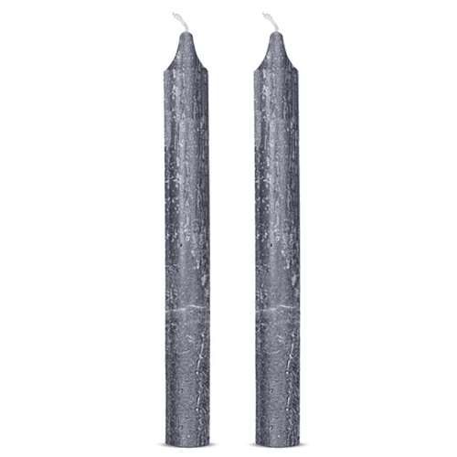 Image showing the Rustic Set of 2 Dinner Candles, H20.5cm, Charcoal product.