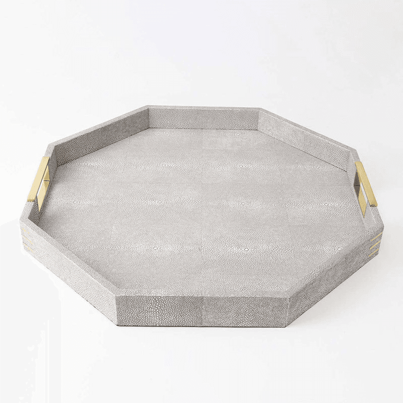 Christie Octagonal Serving Tray, D50cm, Barley Shagreen