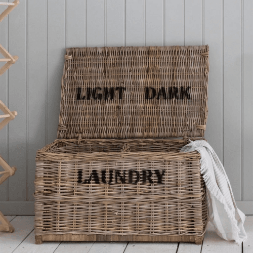 Image showing the Light and dark laundry chest, 42 x 79 x 48cm, Rattan product.