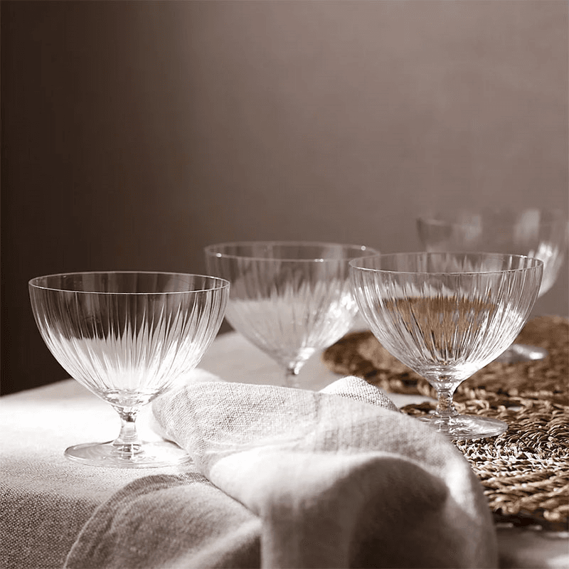 Skye Optic Set of 4 Dessert Bowls, Clear