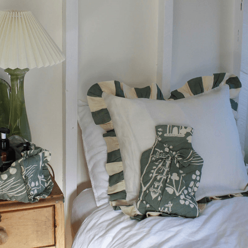 Image showing the Wide Stripe Wide Stripe Large Cushion Cover, 60 x 60cm, Sea Green product.