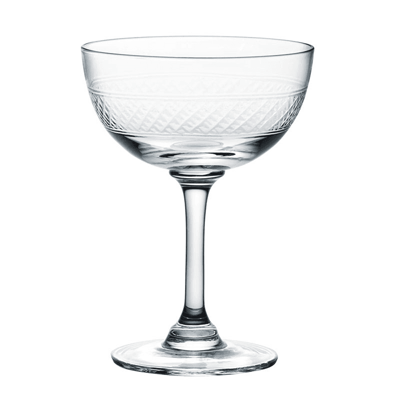 Bands Set of 2 Crystal Champagne Saucers, 150ml, Clear