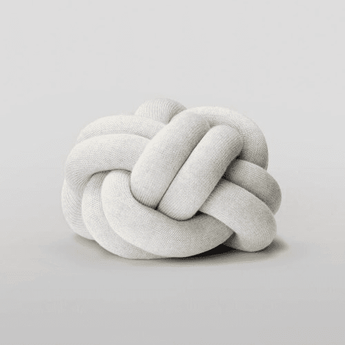 Image showing the Knot Cushion, H30 x W30 x D15cm, white grey product.