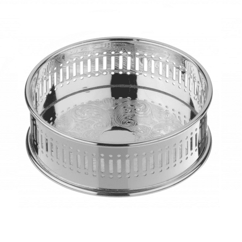 Image showing the Bottle coaster with roll chased metal base, Silver Plate product.