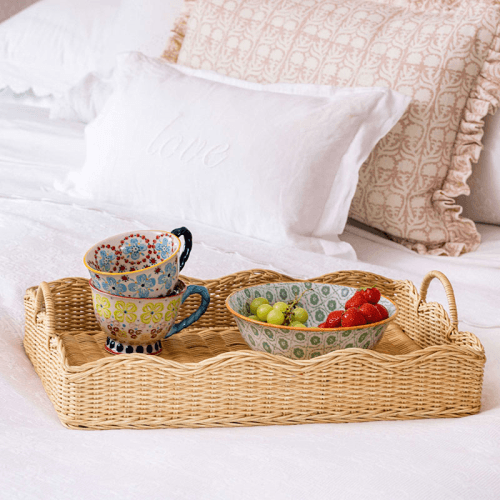 Image showing the Rattan Scalloped Tray, Natural product.