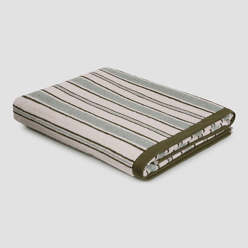 Shoreham Stripe Bath Sheet, Sage Botanical Green