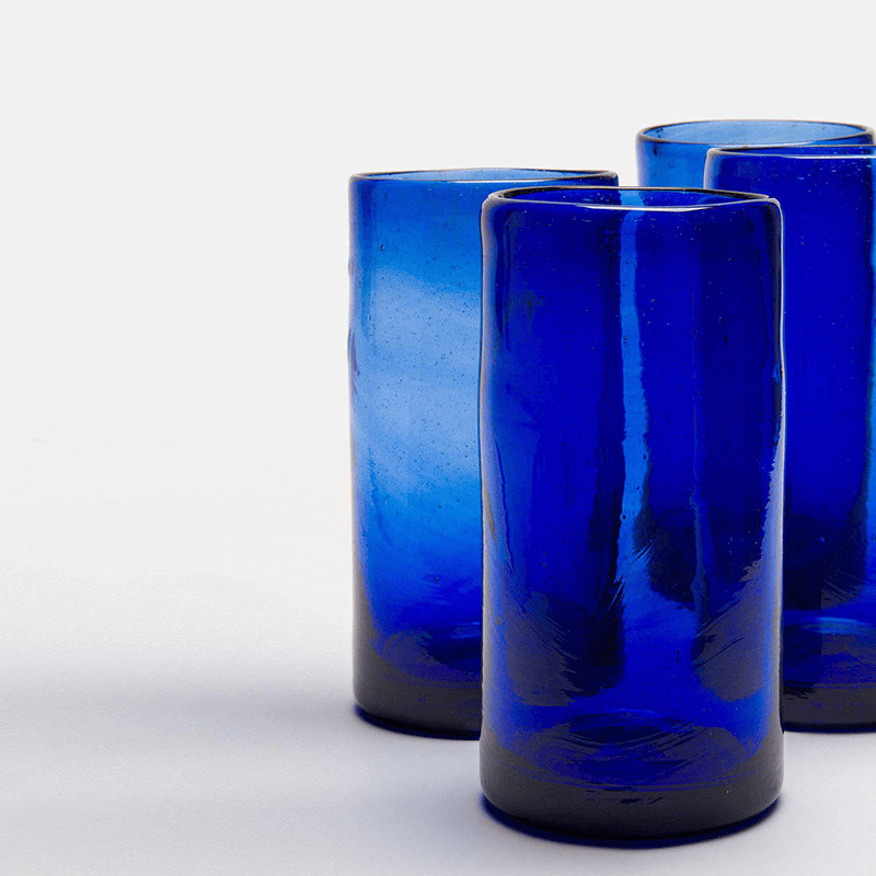 Zomi Set of 4 High Ball Glasses, H13.5cm, Dark Blue
