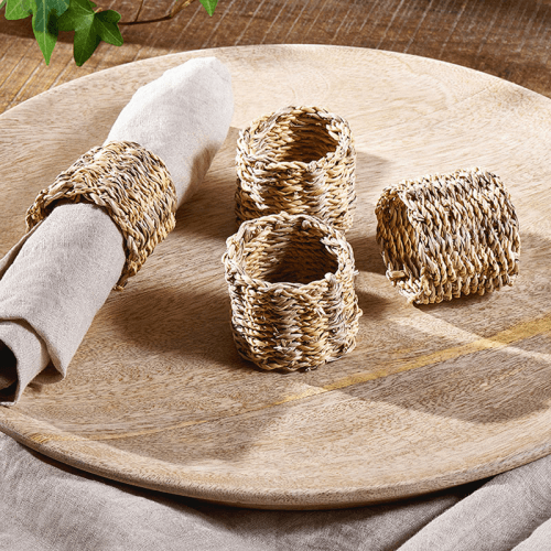 Image showing the Aarushu Set of 4 Napkin Rings, D5cm, Natural product.