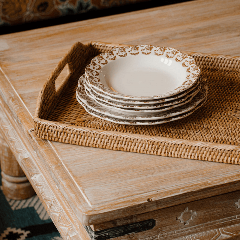 Rattan Serving Trays, Medium, Natural