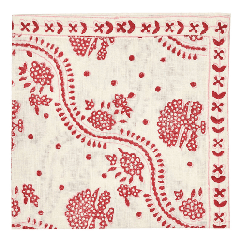 Image showing the Kalee Set of 4 Linen Napkins, Red product.