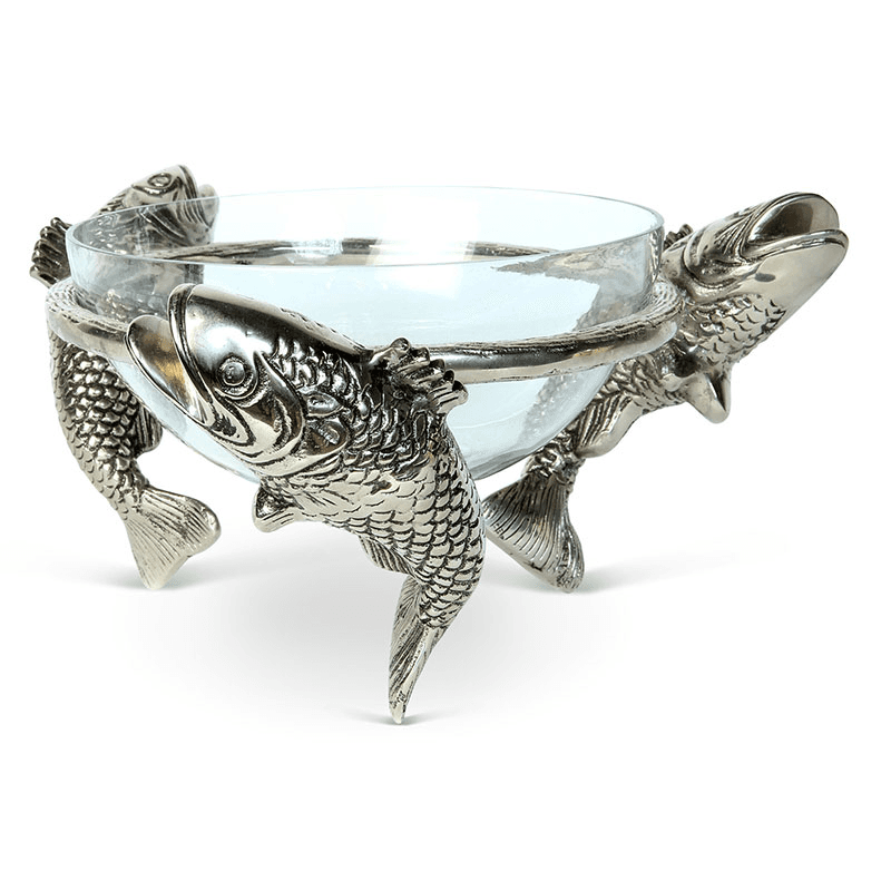Leaping Fish Bowl, D25 x H15cm, Silver