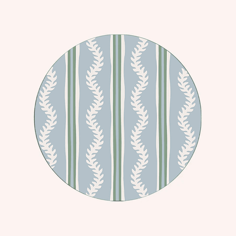 Vines Set of 6 Coasters, D10cm, Blue