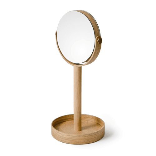 Image showing the Close Up Mirror, H45 x W19.5 x D19.5cm, Oak product.