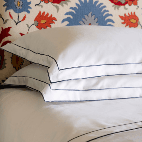 Image showing the Frame Two Corded Pair of Oxford Pillowcases, Standard, Steel Blue product.