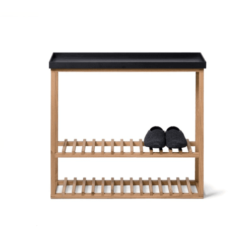 Image showing the Hello Storage table, H74.4 x W81 x D28cm, Black/Oak product.