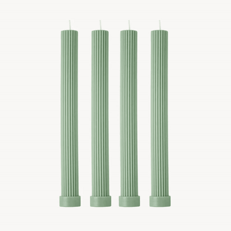 Roma Set of 4 Dinner Candles, H27cm, Jade Green