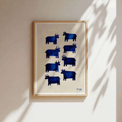 Image showing the Cows Print, A3, Blue product.