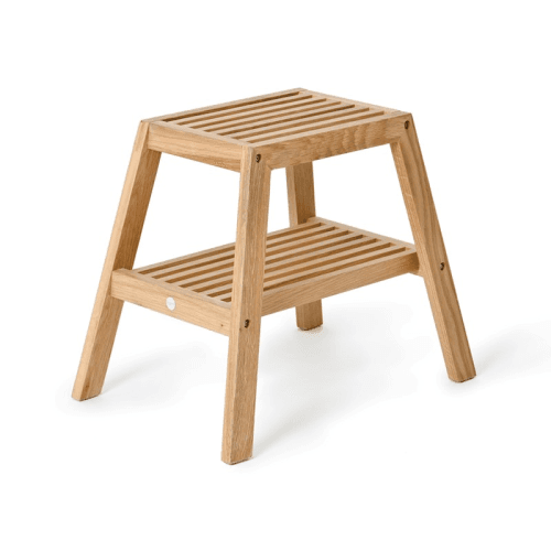 Image showing the Slatted stool, H42 x W50.5 x D35.4cm, Oak product.
