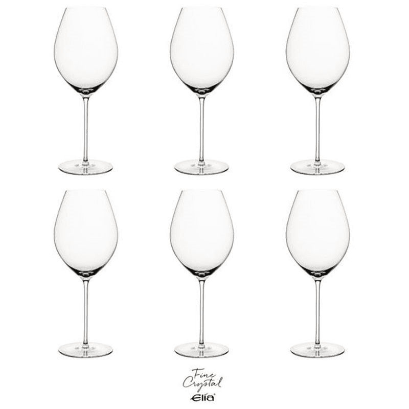 Siena Set of 6 Crystal Red  Wine Glasses, 720ml, Clear