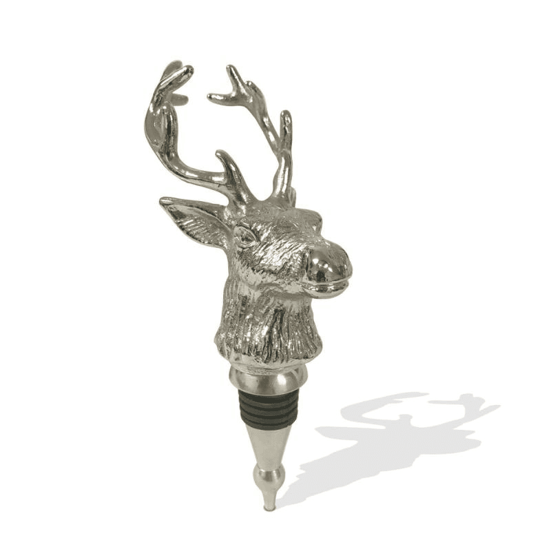 Stag Bottle Stopper, H18.5 x W6cm, Nickel