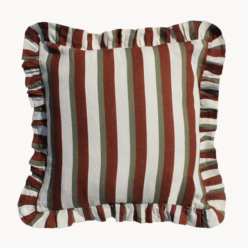 Image showing the Stripe Cushion Cover, 60 x 60cm, Cinnamon & Olive product.