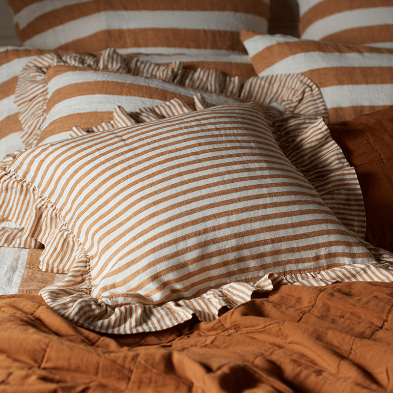 Cora Mid Stripe Cushion Cover, 50 x 50cm, Amber