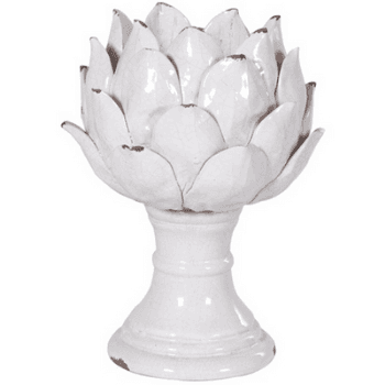 Image showing the Candleholder, Flower, Distressed, Cream, 28 x 20cm product.