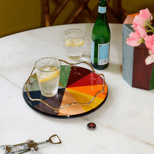 Image showing the Rainbow Lacquer Tray, D28cm, Multi product.