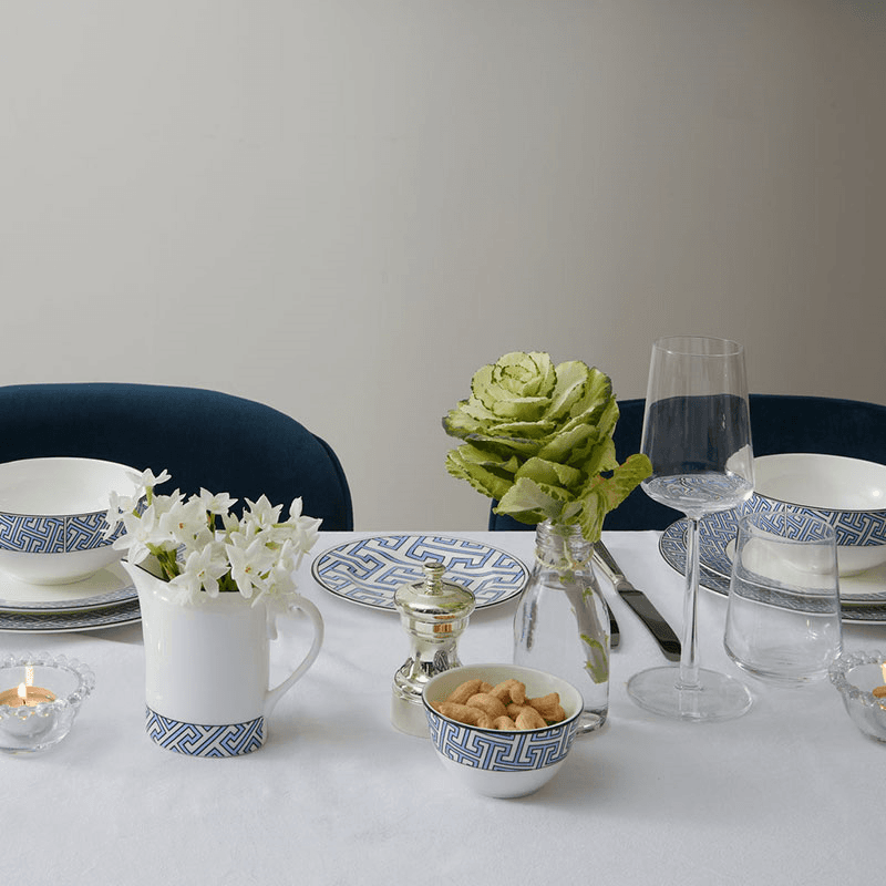 Maze Set of 2 Dinner Plate, D26cm, Cornflower Blue