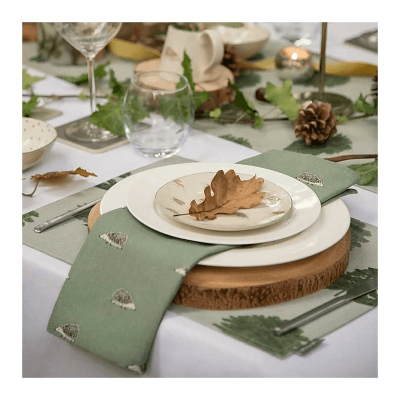 Hedgehogs Set of 4 Napkins, 41 x 41cm, Green
