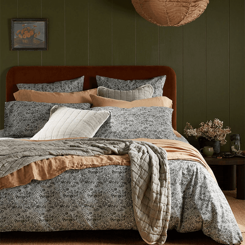 Vivienne Cotton Quilted Cushion Cover, 50 x 50cm, Olive Green